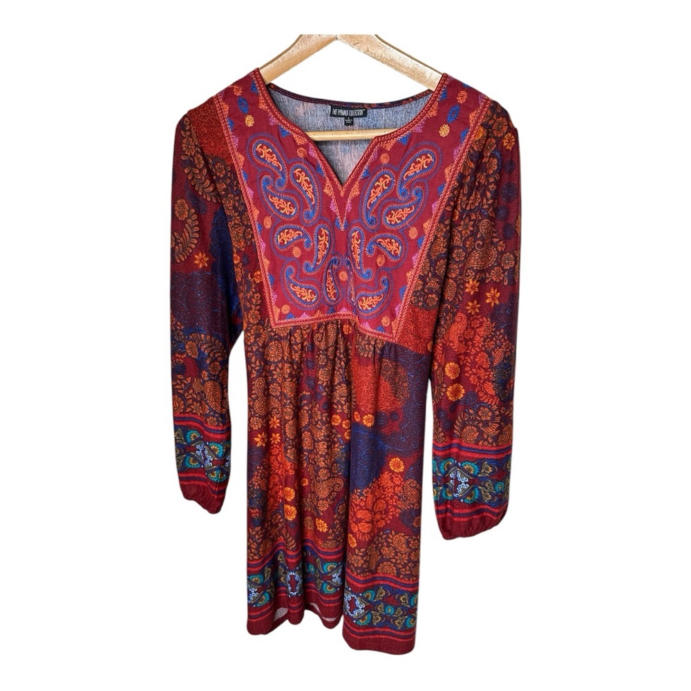 Pyramid Collection Janis Embroidered Yoke Dress Size Large Floral Paisley